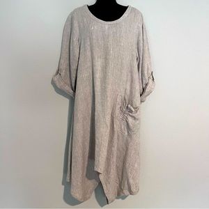 B. Hadikusumo Beige Linen Tunic Dress One Size Fits All